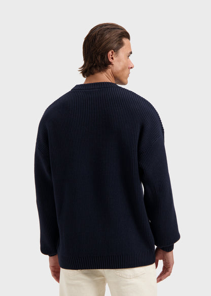 Heavy Waffle Crewneck - Navy