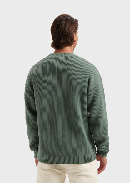 Heavy Waffle Crewneck - Slate Green