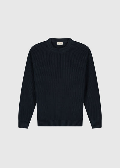 Heavy Waffle Crewneck - Navy