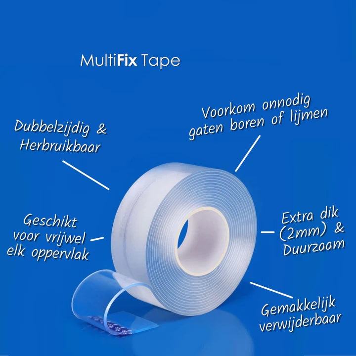 MultiFix Tape | Dubbelzijdig & Herbruikbaar | 1+1 gratis